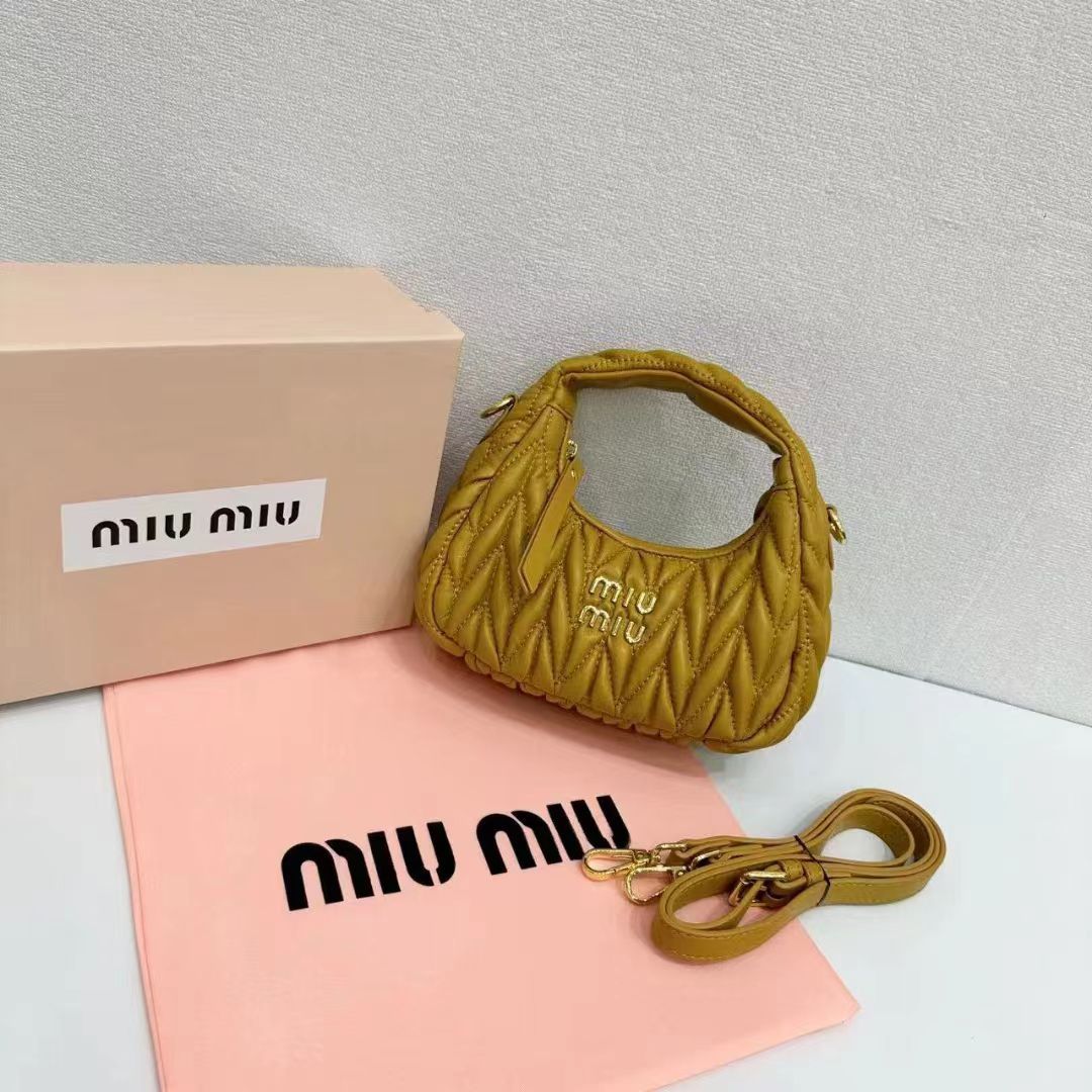 Miu Miu Wander Materasse Nappa Leather Hobo Mini Bag Women s Crossbody