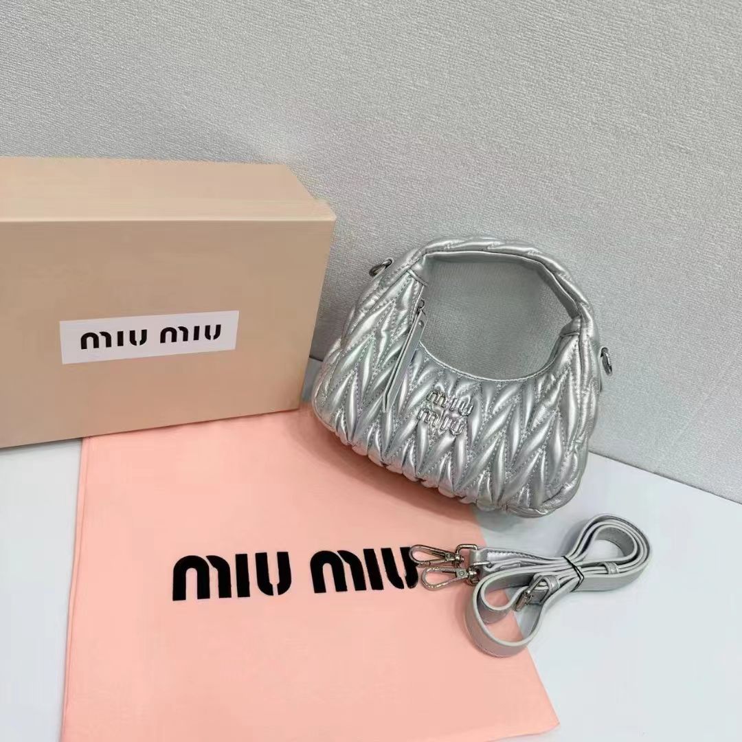 Miu Miu Wander Materasse Nappa Leather Hobo Mini Bag Women s Crossbody