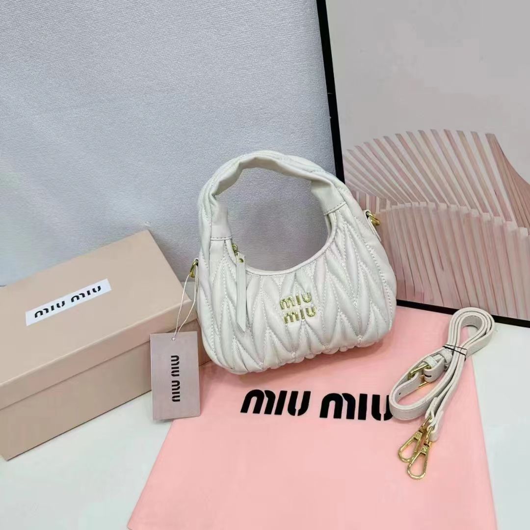 Miu Miu Wander Materasse Nappa Leather Hobo Mini Bag Women s Crossbody
