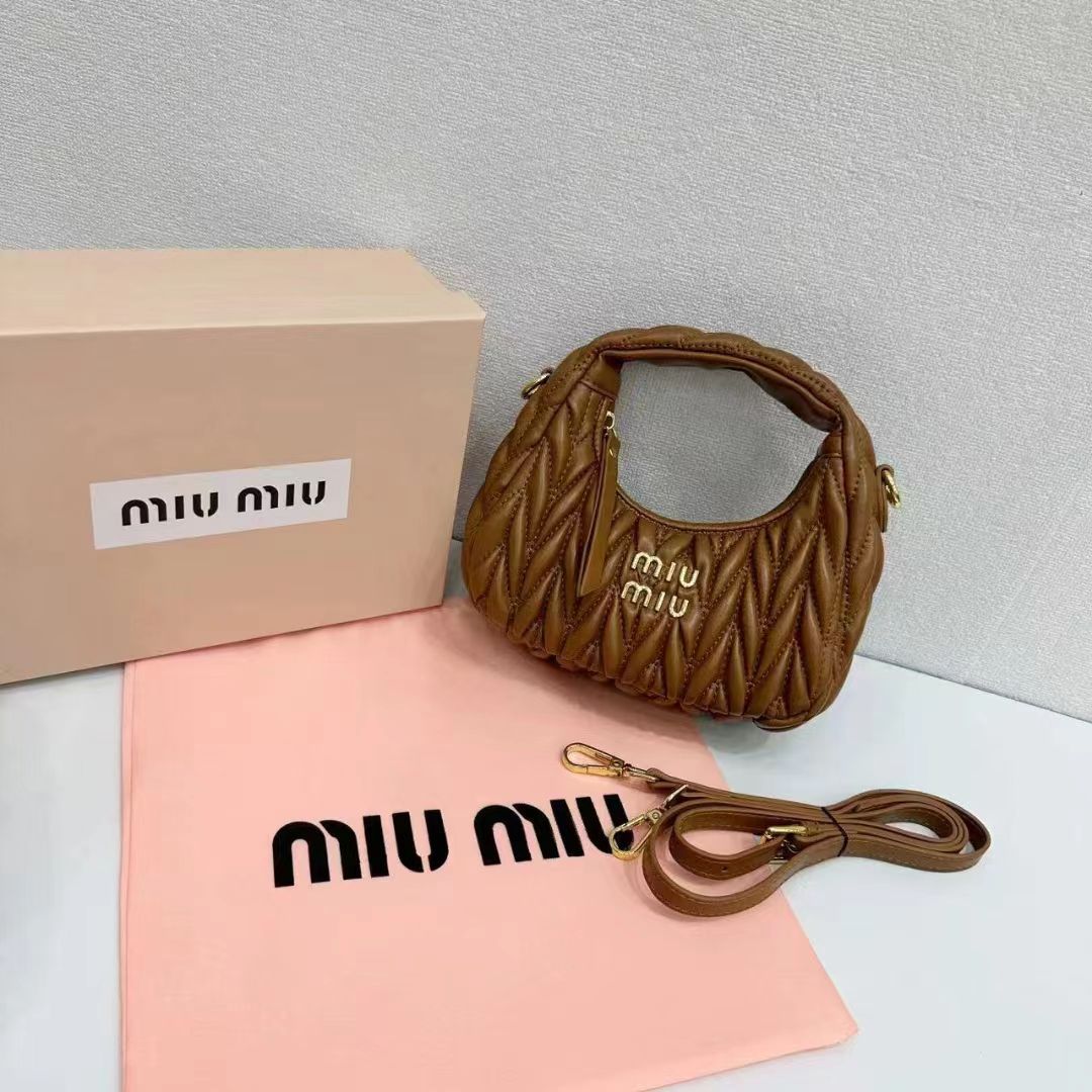 Miu Miu Wander Materasse Nappa Leather Hobo Mini Bag Women s Crossbody