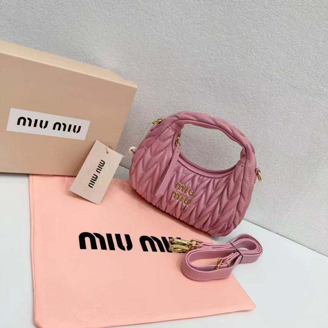 Miu Miu Wander Materasse Nappa Leather Hobo Mini Bag Women s Crossbody