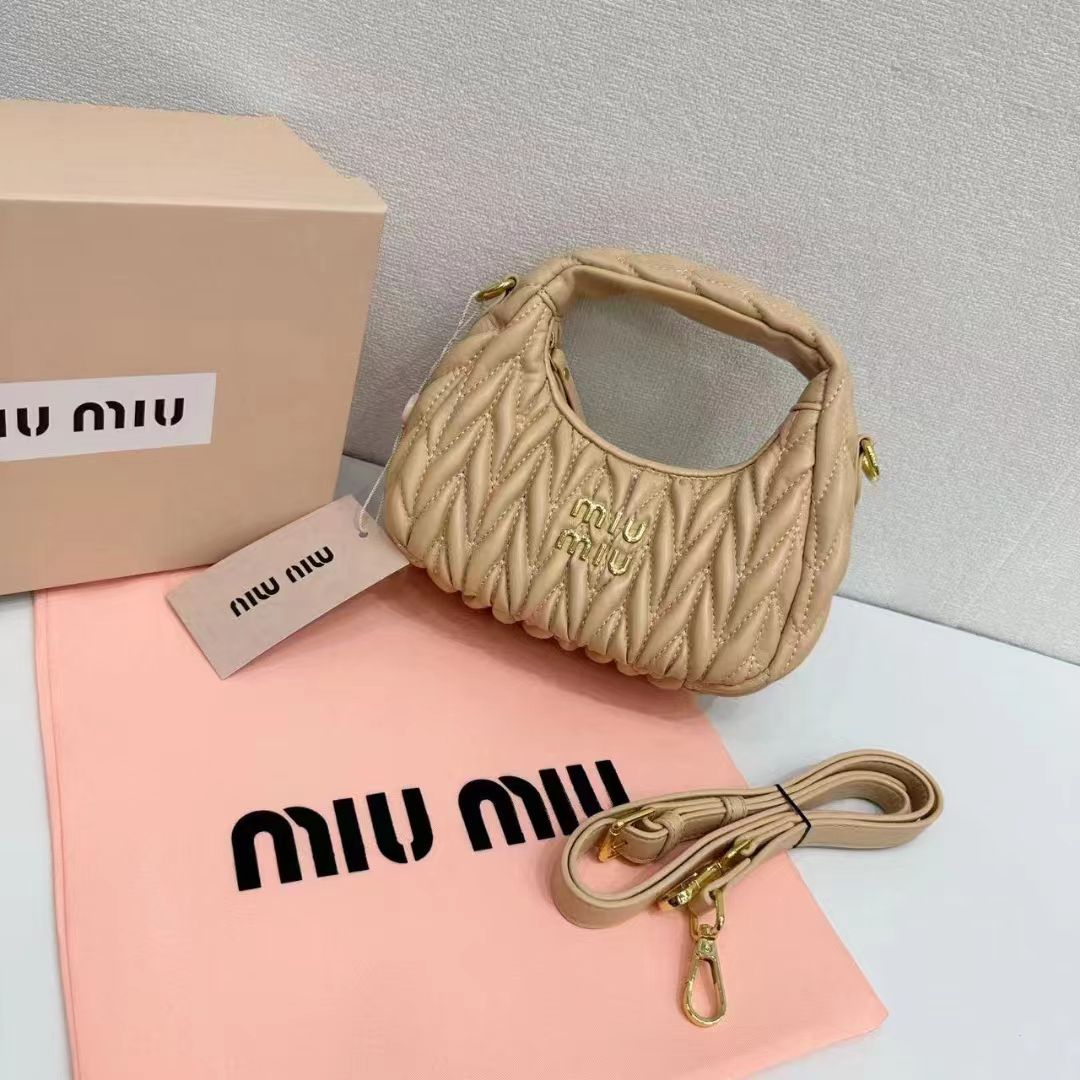 Miu Miu Wander Materasse Nappa Leather Hobo Mini Bag Women s Crossbody