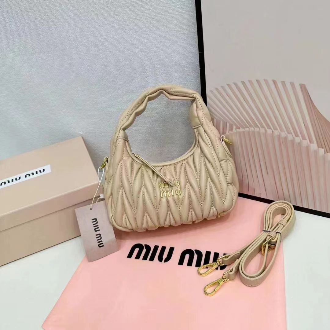 Miu Miu Wander Materasse Nappa Leather Hobo Mini Bag Women s Crossbody