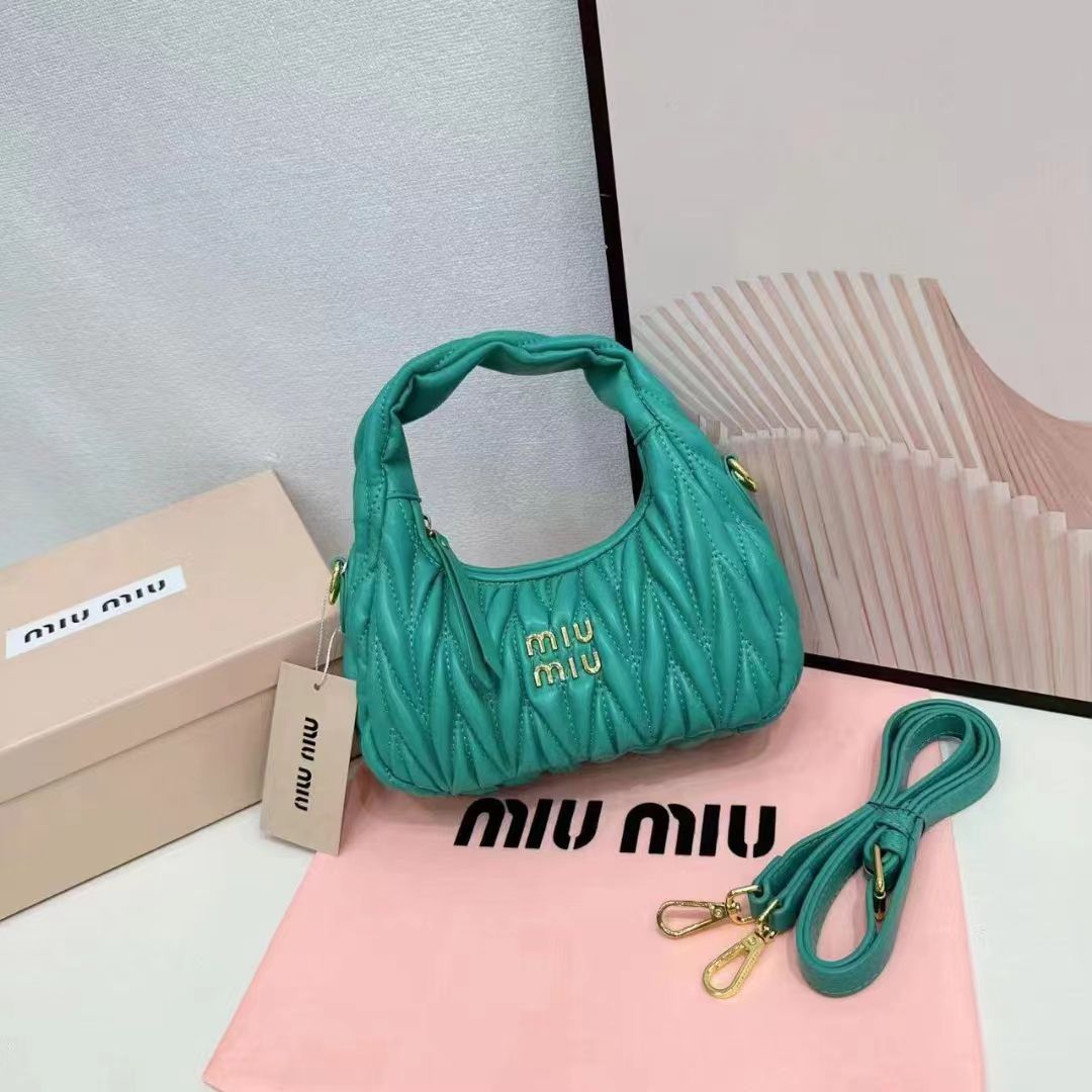 Miu Miu Wander Materasse Nappa Leather Hobo Mini Bag Women s Crossbody