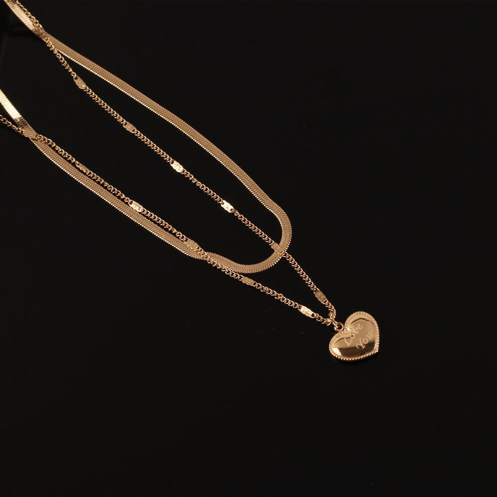 Double Chain with Love You Heart