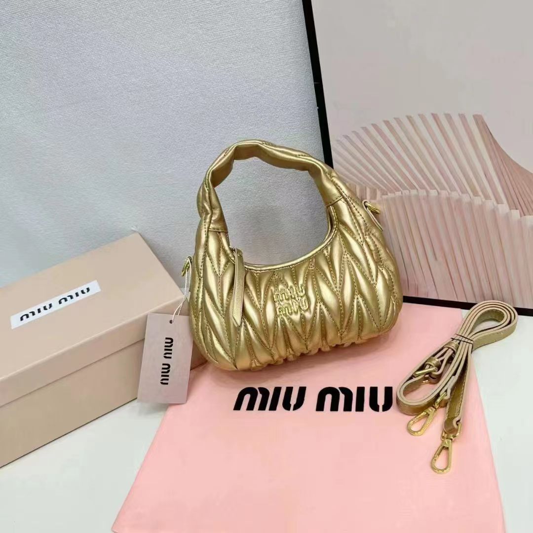 Miu Miu Wander Materasse Nappa Leather Hobo Mini Bag Women s Crossbody