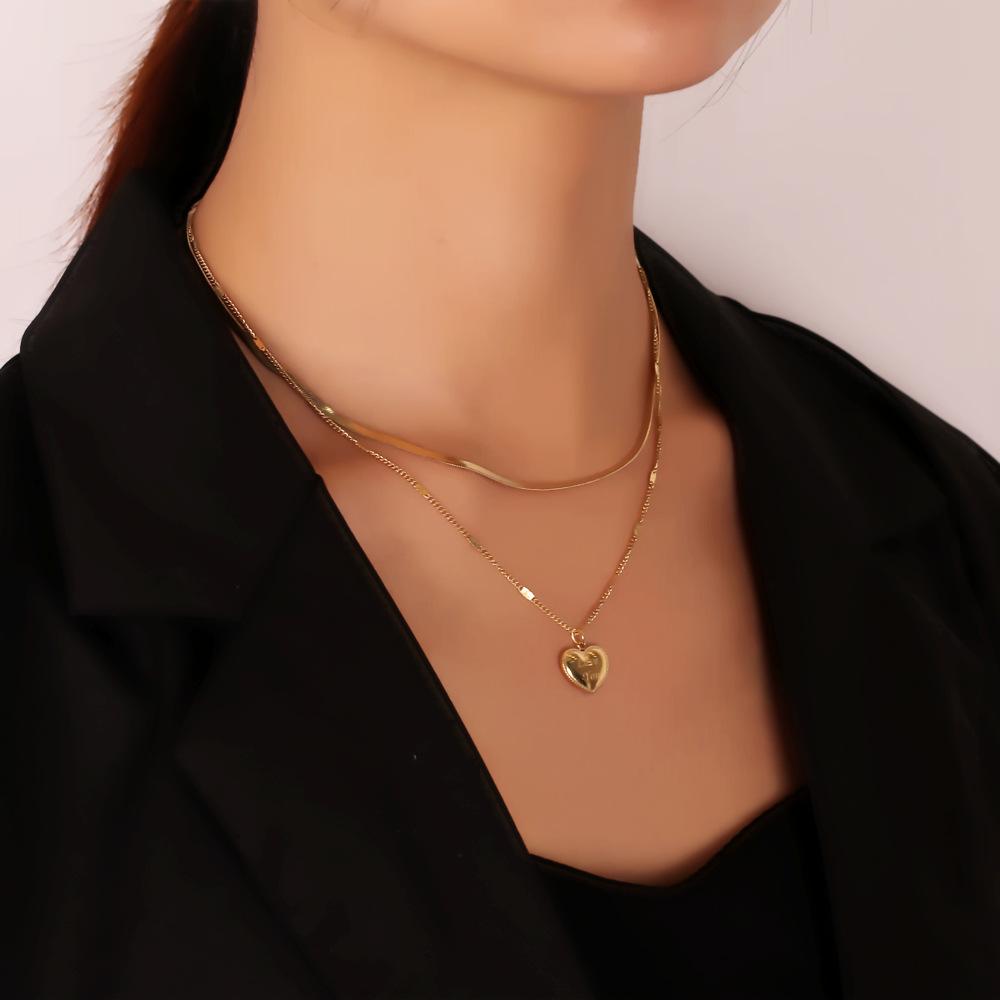 Double Chain with Love You Heart