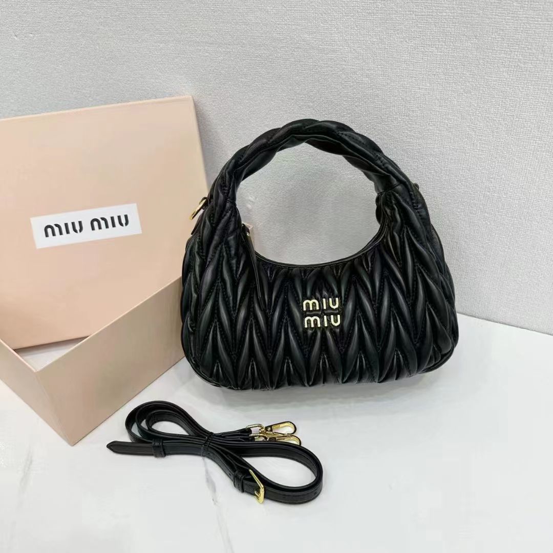 Miu Miu Wander Materasse Nappa Leather Hobo Mini Bag Women s Crossbody