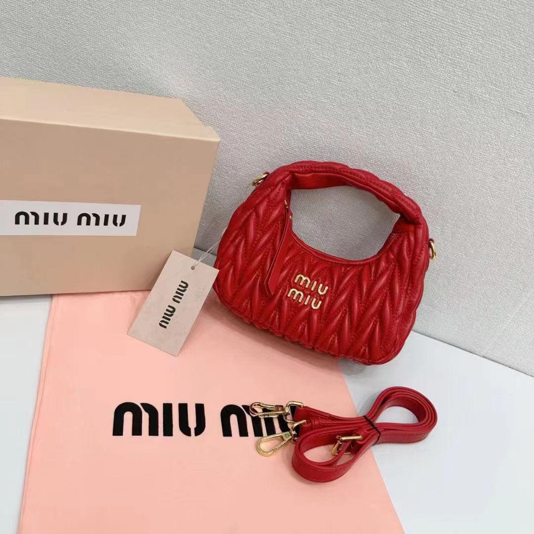 Miu Miu Wander Materasse Nappa Leather Hobo Mini Bag Women s Crossbody