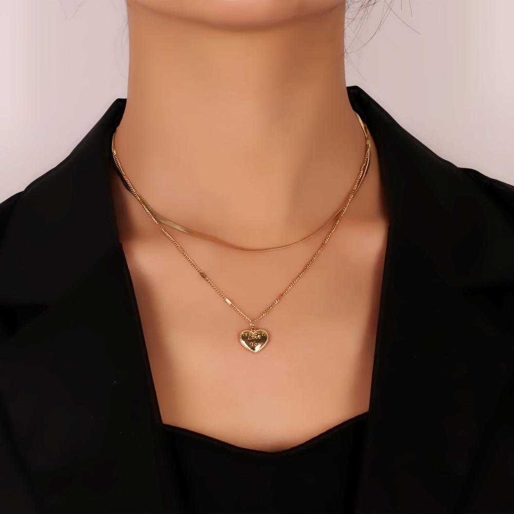 Double Chain with Love You Heart