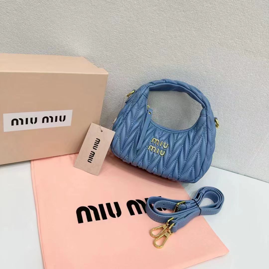 Miu Miu Wander Materasse Nappa Leather Hobo Mini Bag Women s Crossbody
