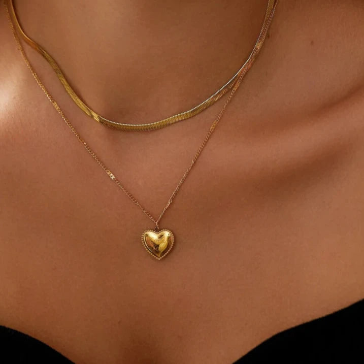 Double Chain with Love You Heart